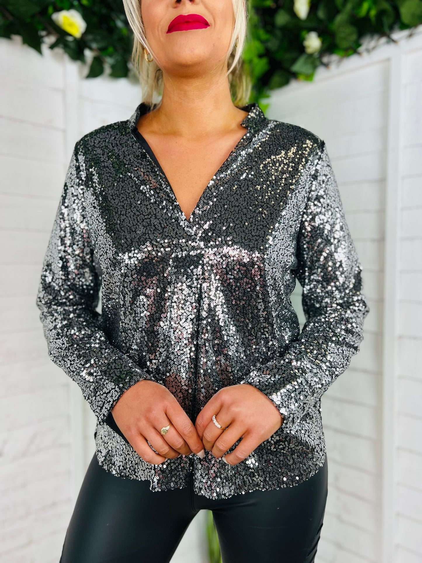 Brona Sequin Top Silver