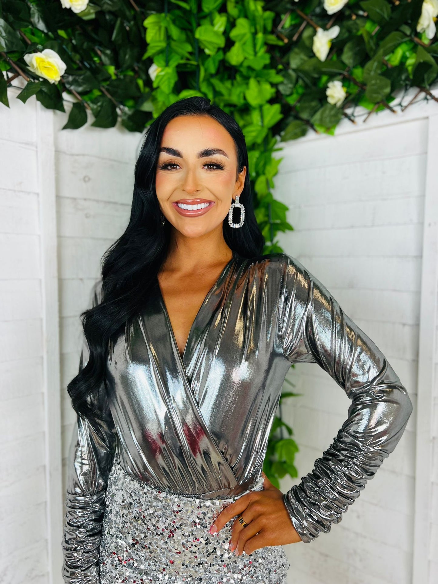 Robbi Metalic Bodysuit Silver