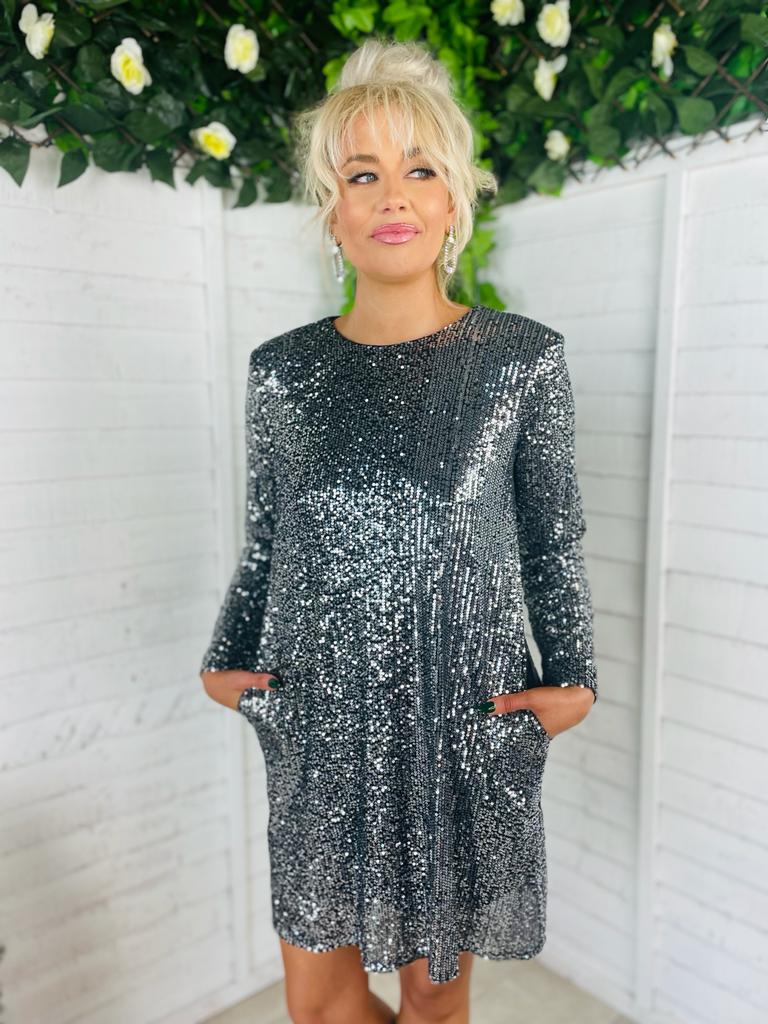 Carli Sequin Dress Silver