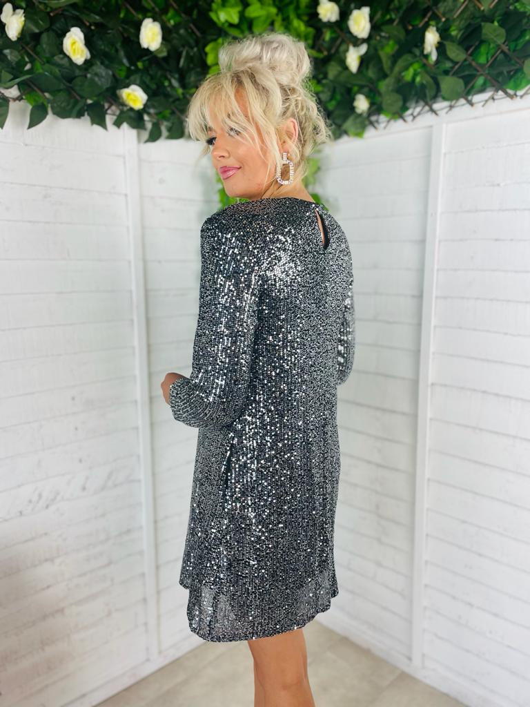 Carli Sequin Dress Silver