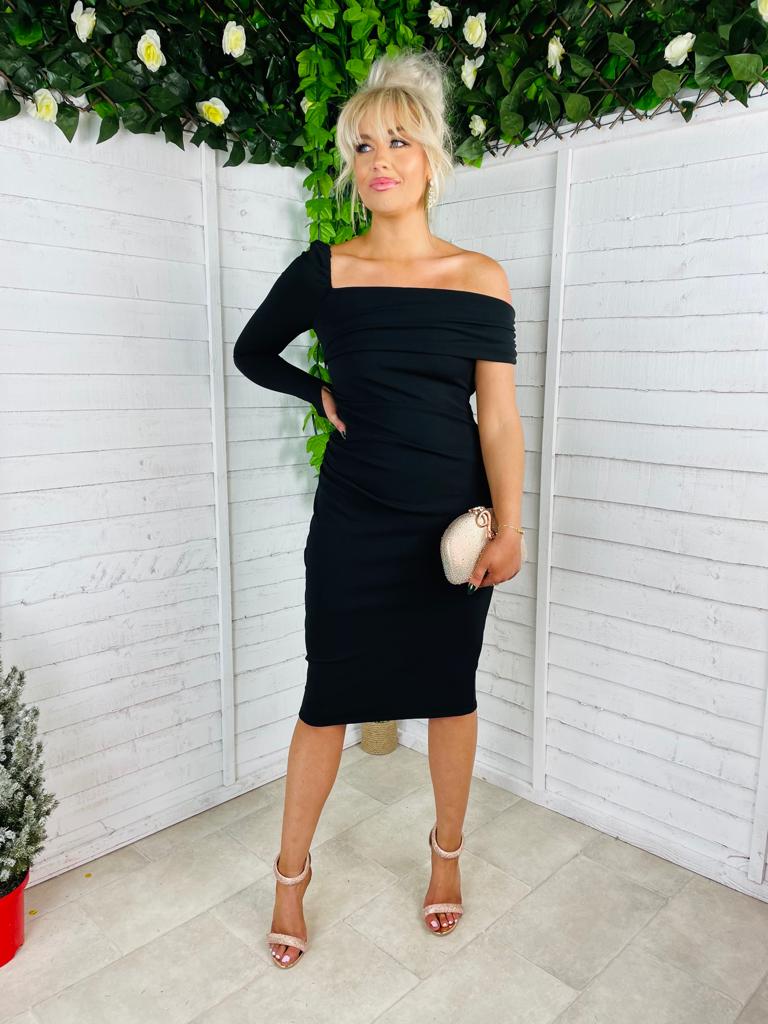 Phoebe One Shoulder Dress Black