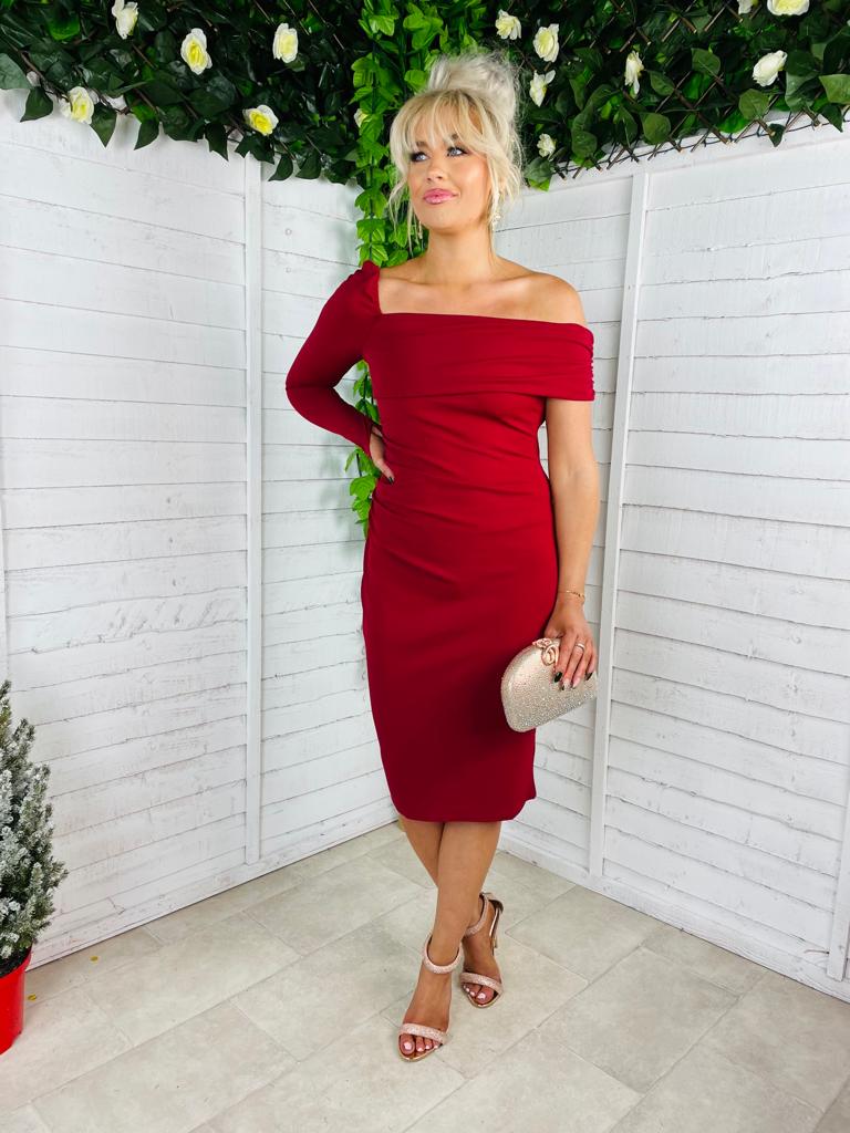 Phoebe One Shoulder Dress Ruby