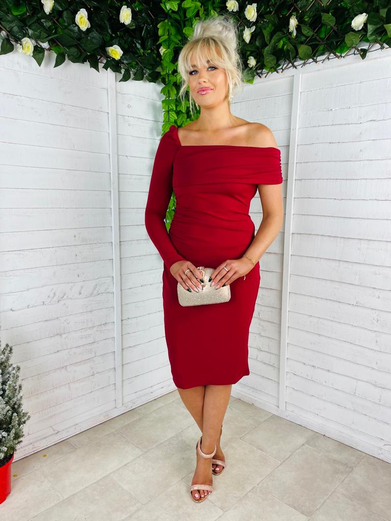Phoebe One Shoulder Dress Ruby