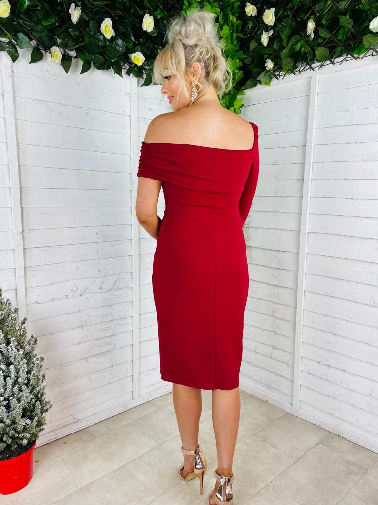 Phoebe One Shoulder Dress Ruby