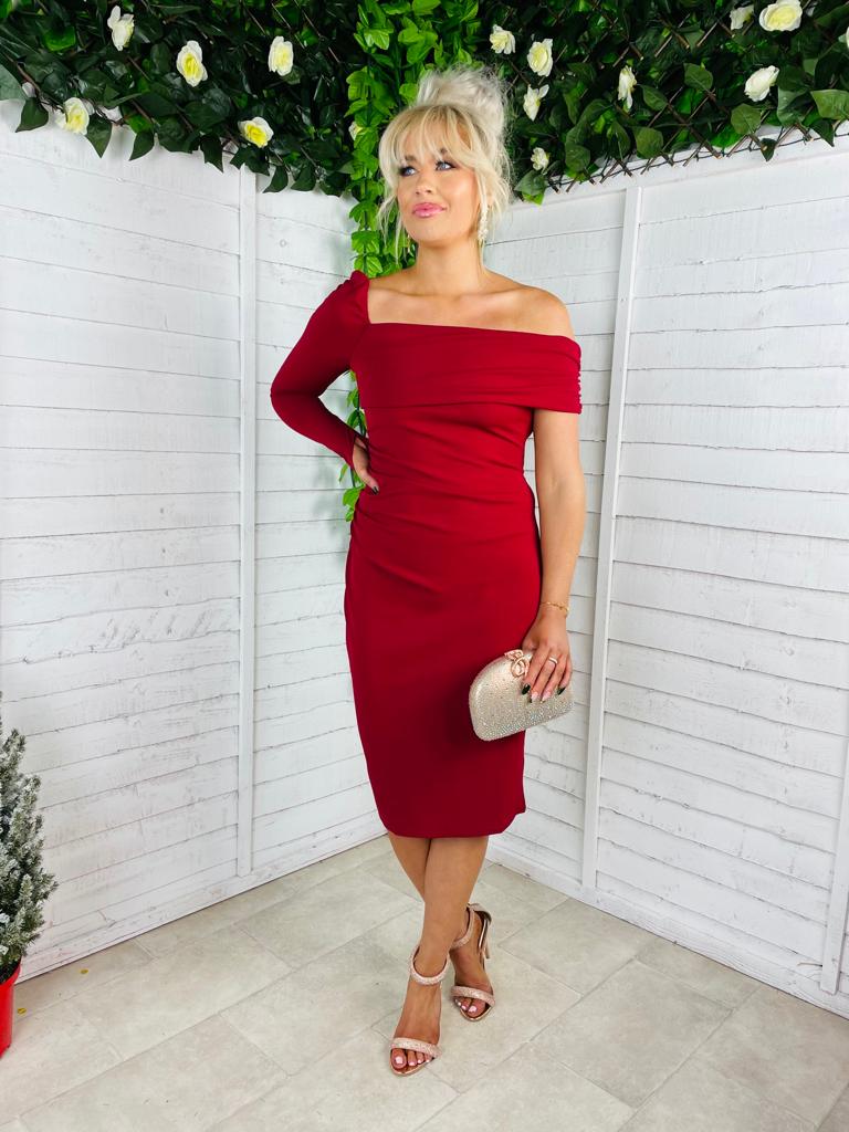 Phoebe One Shoulder Dress Ruby