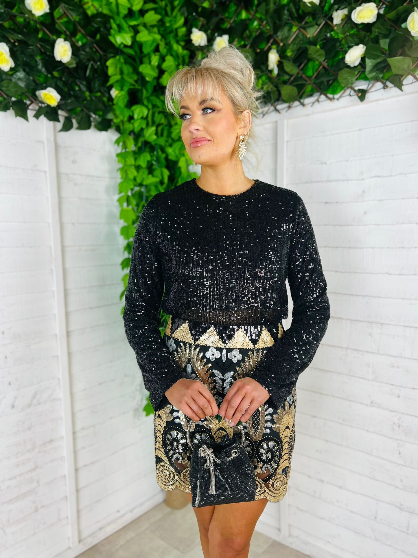 Zarah Sequin Top Black