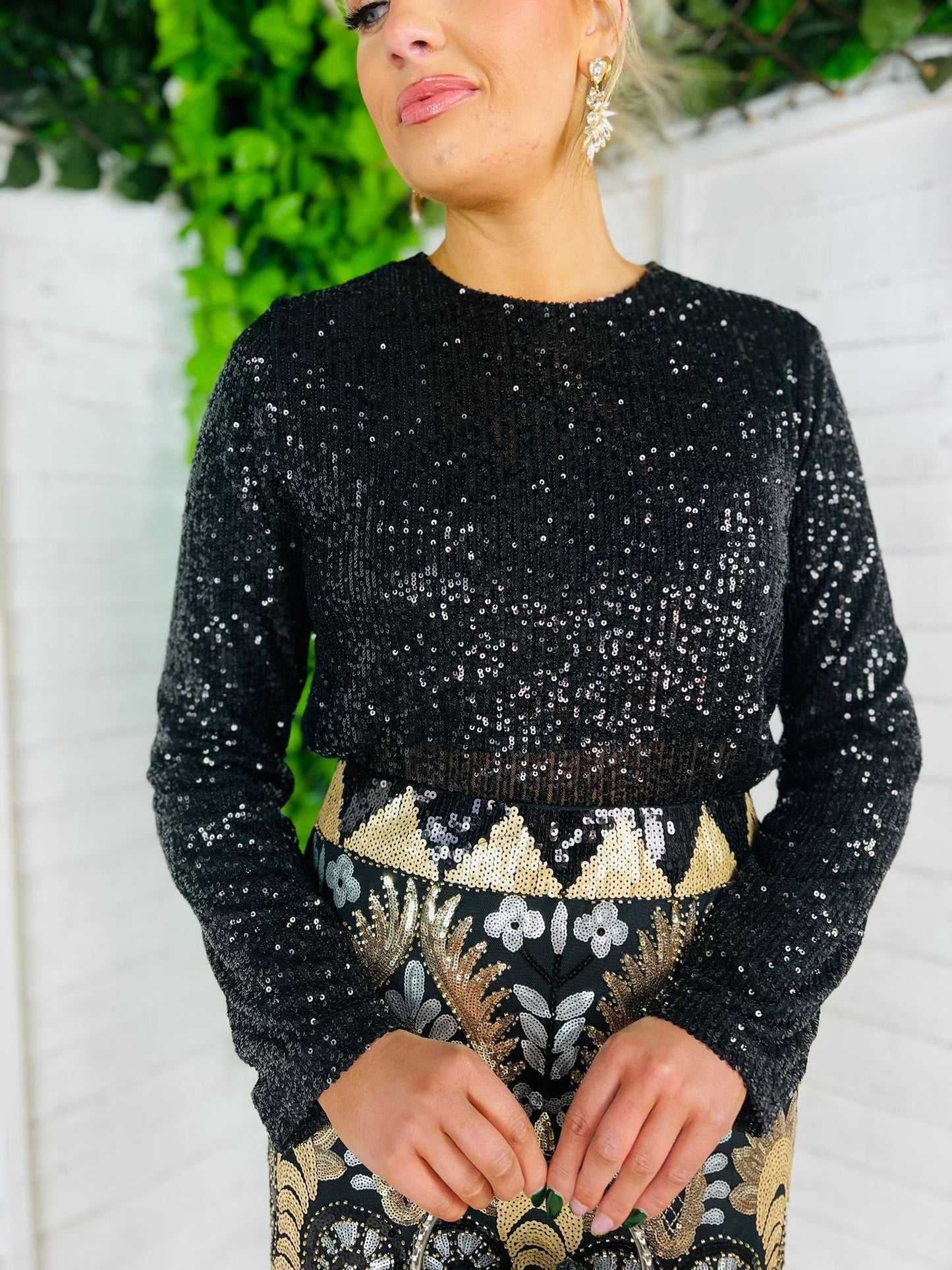 Zarah Sequin Top Black