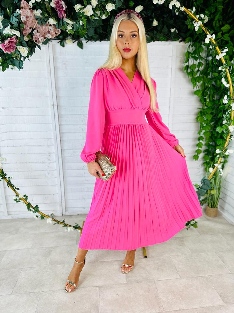 Meg Banded Maxi Dress Hot Pink