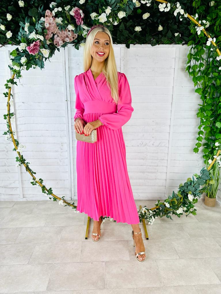 Meg Banded Maxi Dress Hot Pink