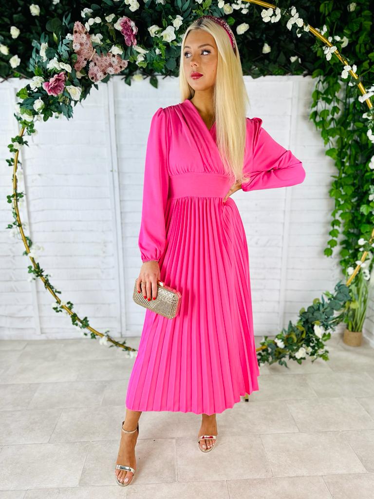 Meg Banded Maxi Dress Hot Pink