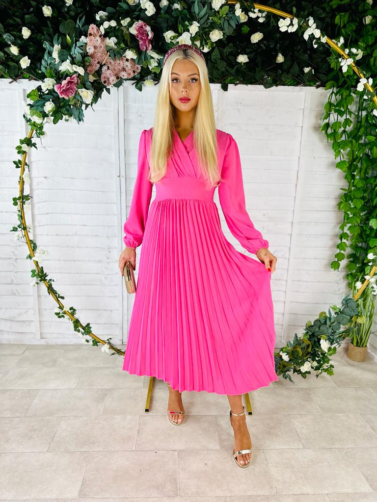 Meg Banded Maxi Dress Hot Pink