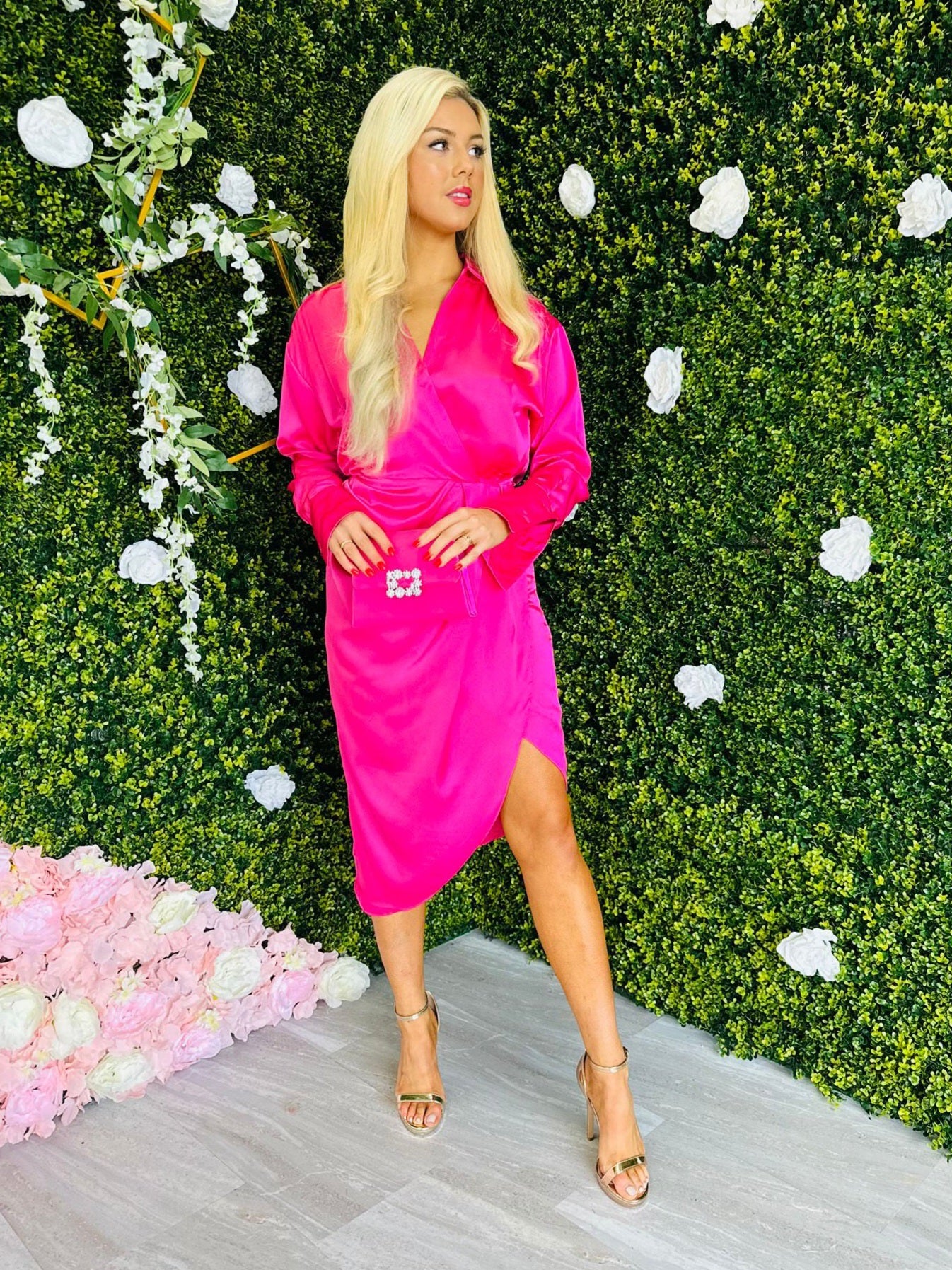 Harlow Midi Dress Fuchsia
