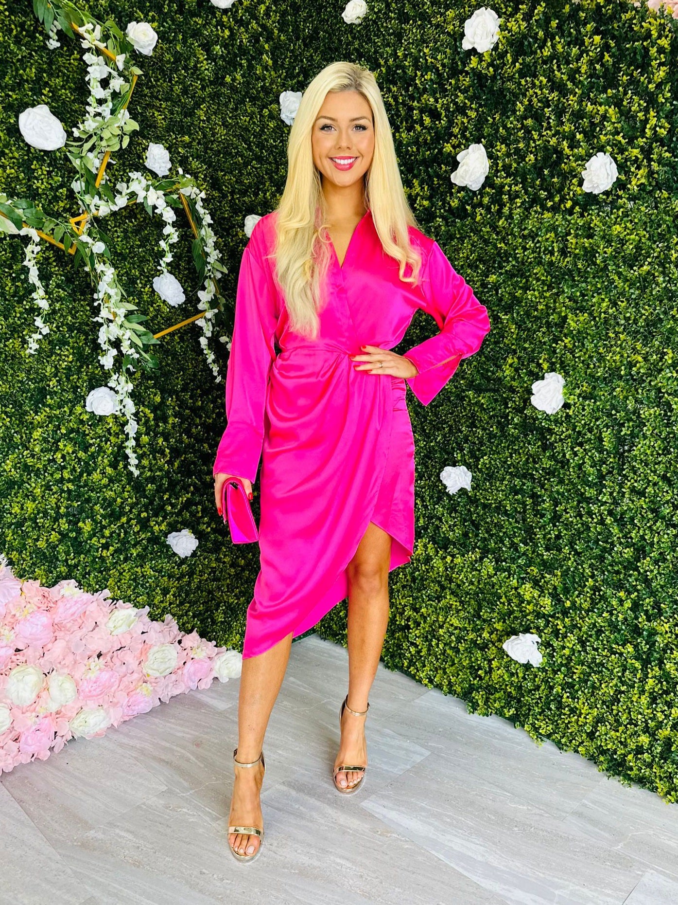 Harlow Midi Dress Fuchsia