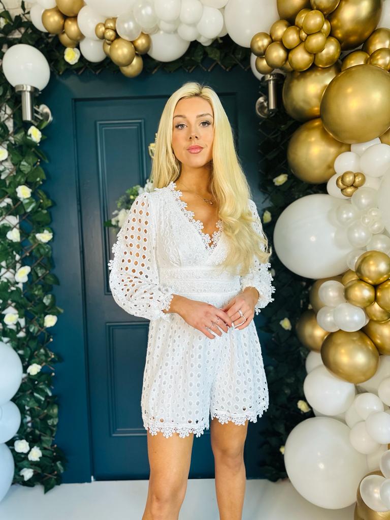 Kenzi Crochet Playsuit White