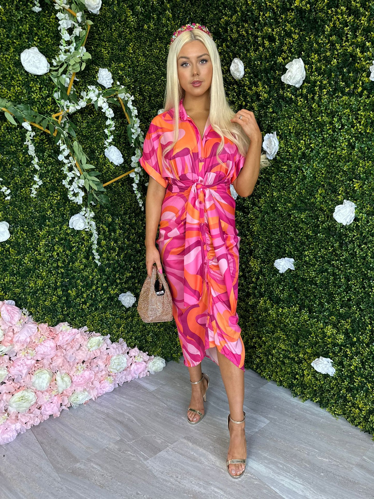 Dona Midi Dress Pink