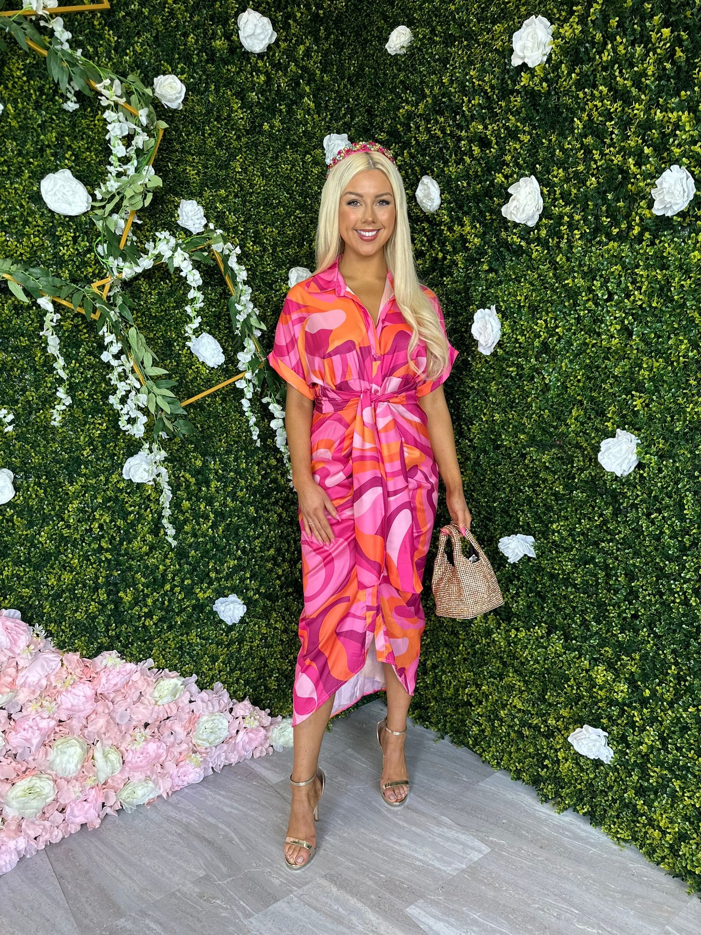 Dona Midi Dress Pink