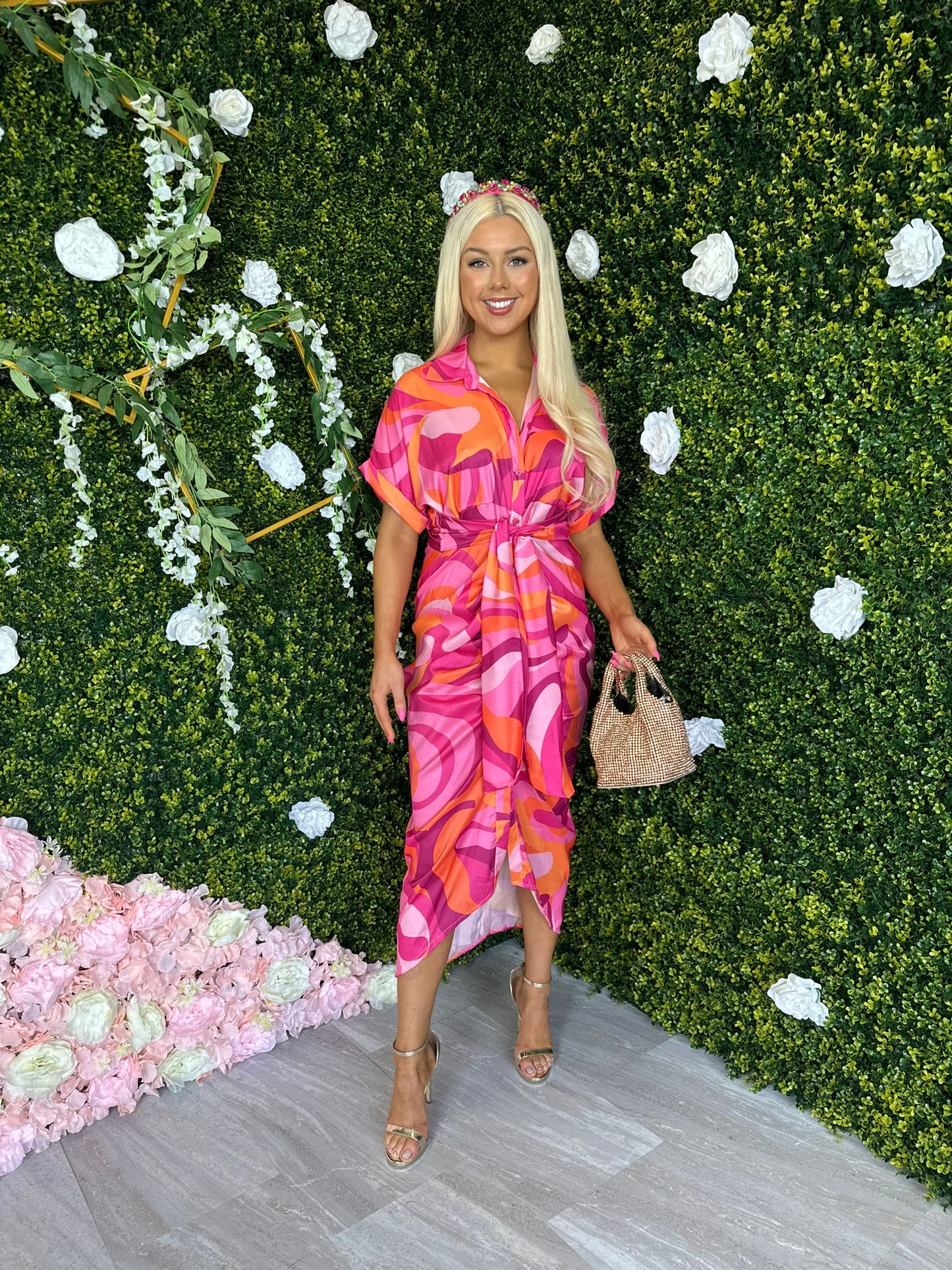 Dona Midi Dress Pink