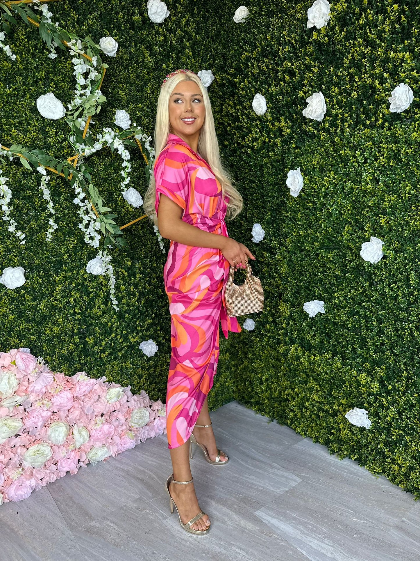 Dona Midi Dress Pink