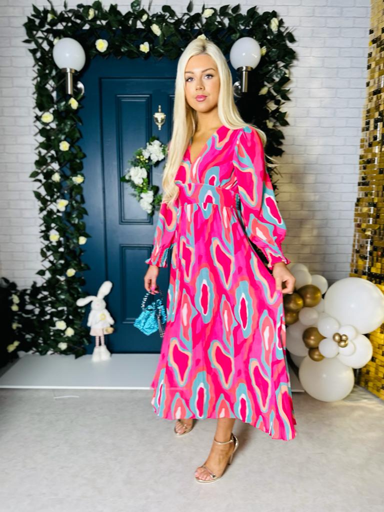 Kenzie Pleated Midi Dress Pink