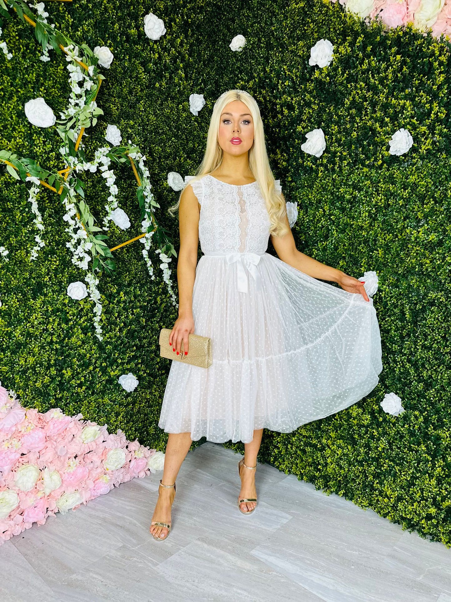 Delaney Midi Dress Off White