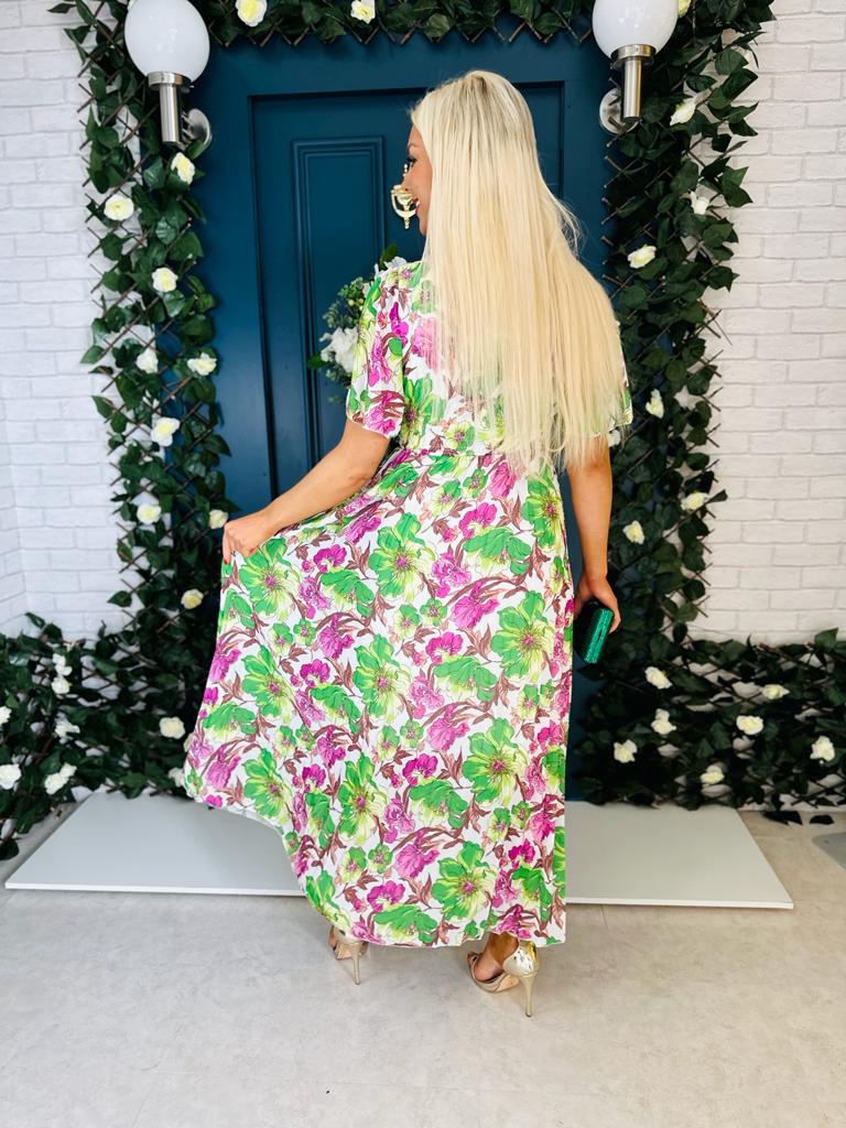 Elara Banded Midi Dress Green