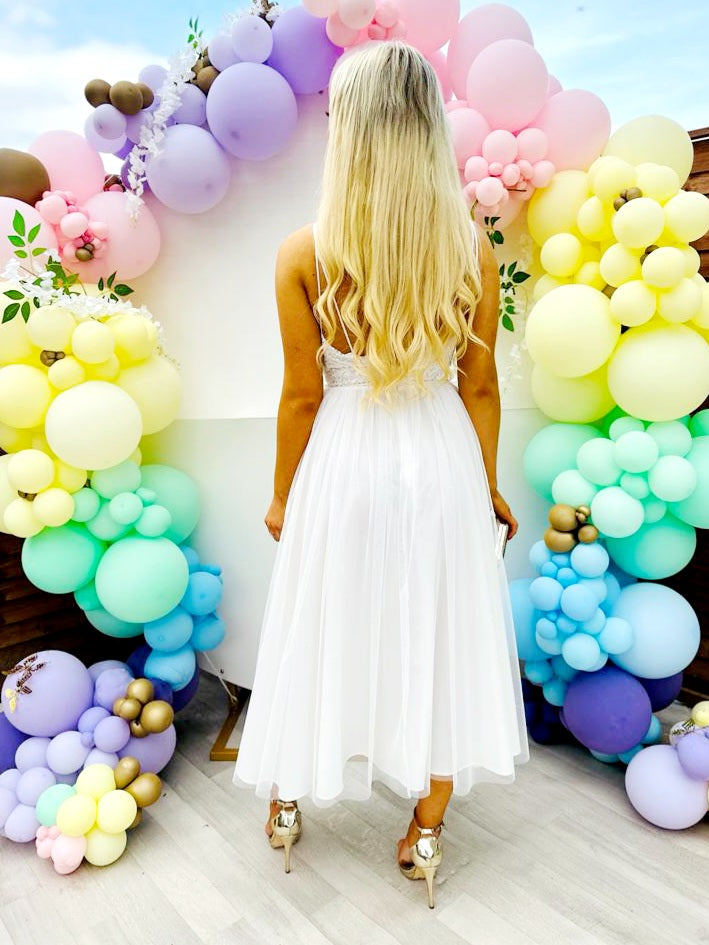 Fallon Tulle Mini Dress White