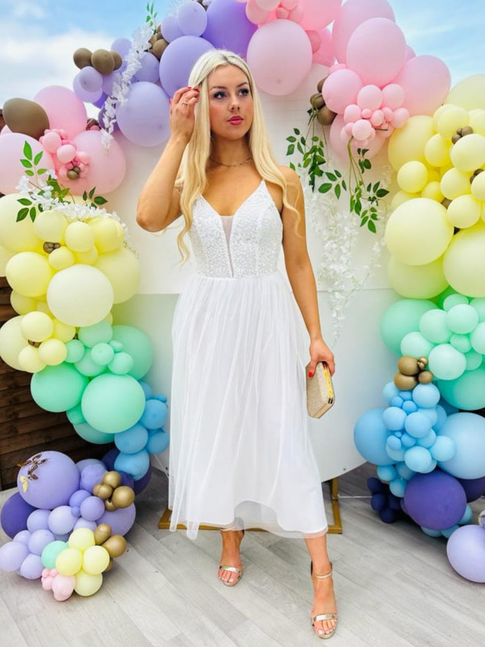 Fallon Tulle Mini Dress White