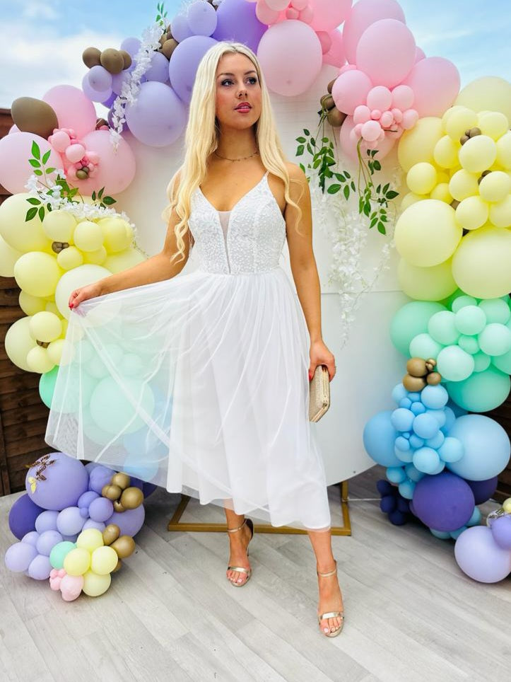 Fallon Tulle Mini Dress White