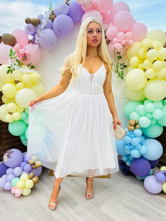 Fallon Tulle Mini Dress White