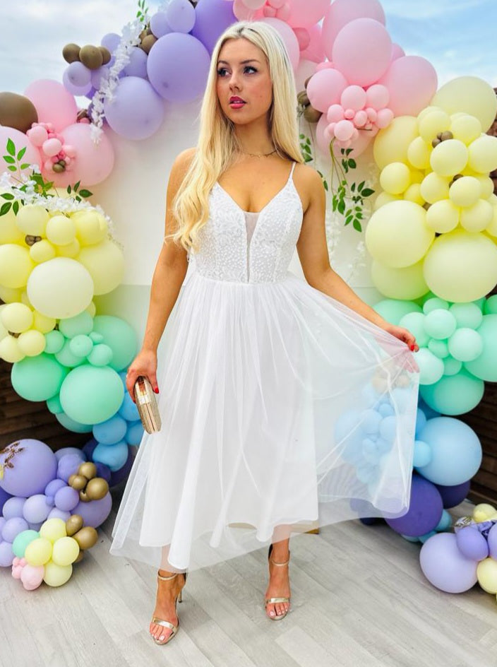 Fallon Tulle Mini Dress White