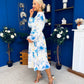 Grainne Button Detail Midi Dress Floral Blue