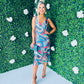 Paisley Sequin Midi Dress Blue