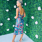 Paisley Sequin Midi Dress Blue