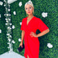 Zada Wrap Detailing Midi Dress Red