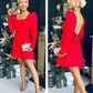 Emily Sequin Bow Mini Dress Red