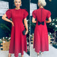 Poppie Bow Detail Midi Dress Burgundy