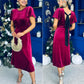 Jessica Angel Sleeve Bow Detail Velvet Dress Wine