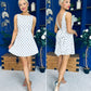 Eilish Bow Detail Mini Dress Polka Cream