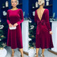 Taylor Pearl & Bow Detail Midi Dress Wine