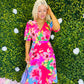 Nadine Multicolour Floral Buckle Detail Midi Dress