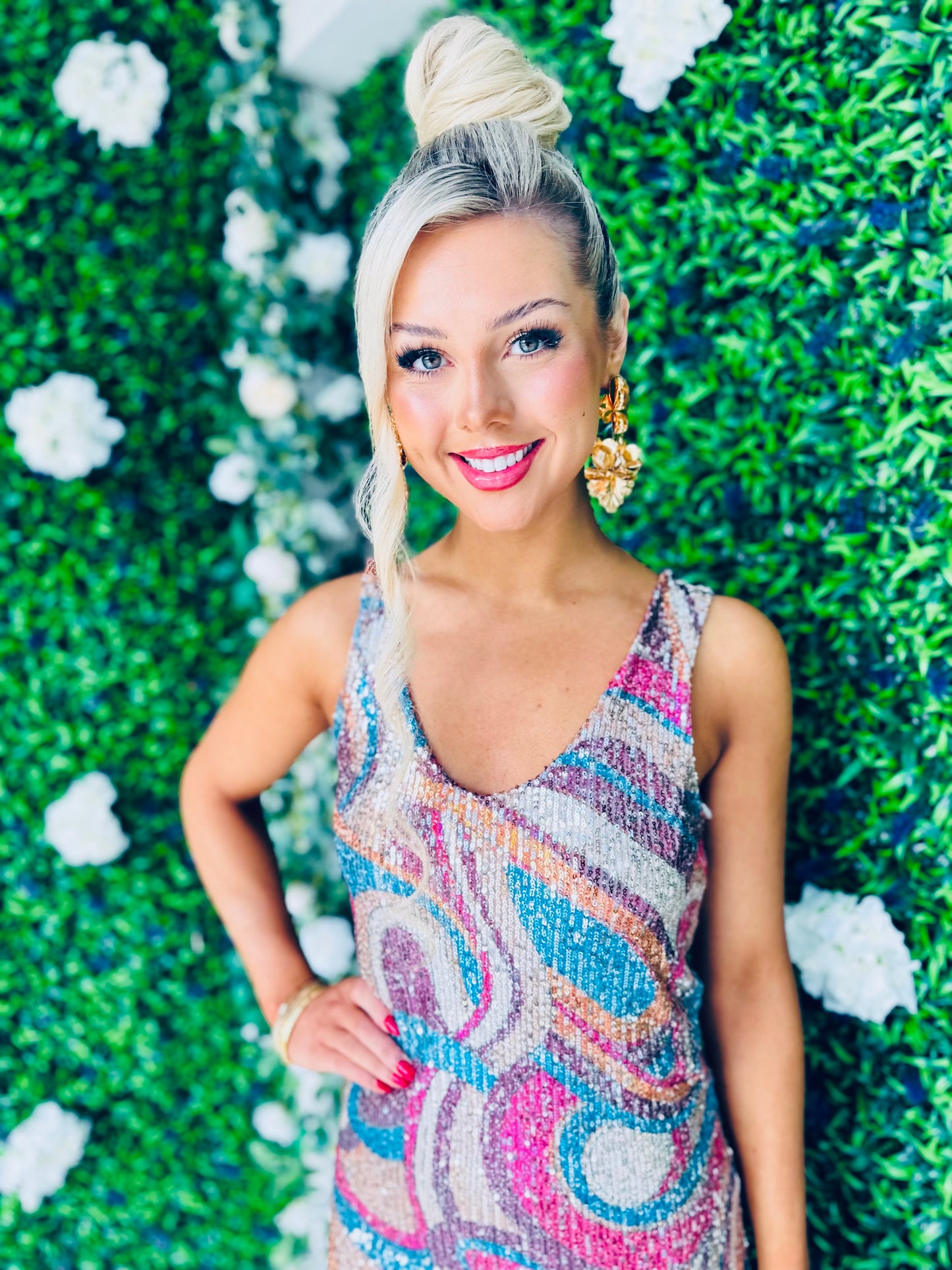 Paisley Sequin Midi Dress Fuch