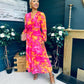 Emily Banded Midi Dress Pink
