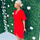 Zada Wrap Detailing Midi Dress Red