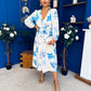 Grainne Button Detail Midi Dress Floral Blue