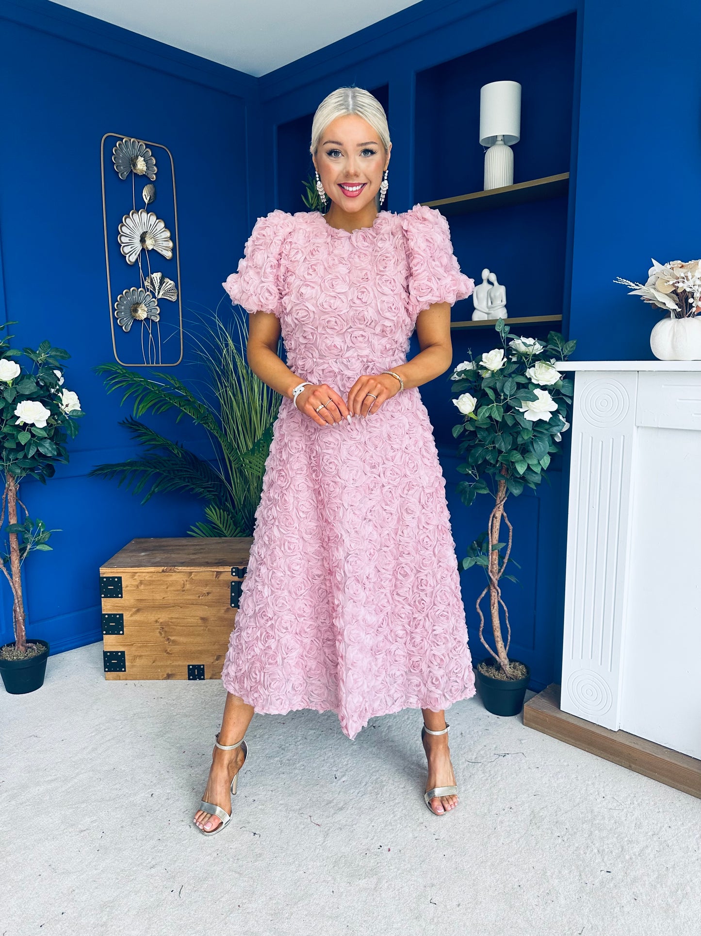 Pippa 3D Floral Occasion Dress Pink