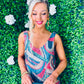 Paisley Sequin Midi Dress Blue