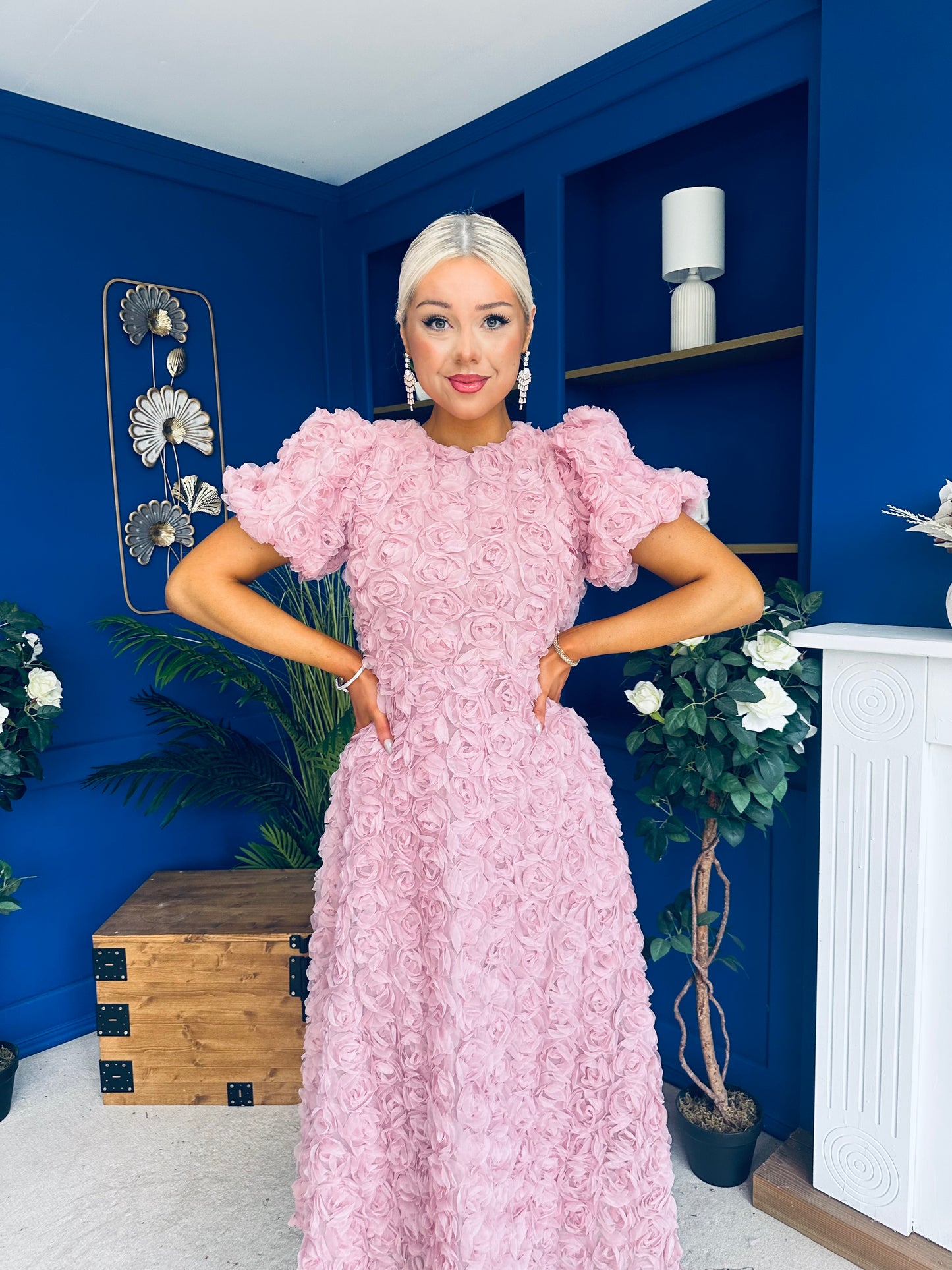 Pippa 3D Floral Occasion Dress Pink