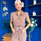 Marissa Short Sleeve Denim Jumpsuit Mocha PRE ORDER Arriving 15 August