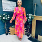 Emily Banded Midi Dress Pink