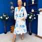 Grainne Button Detail Midi Dress Floral Blue
